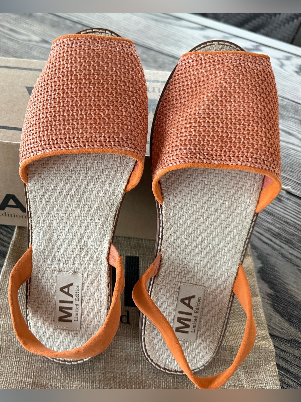 MIA Orange Woven Open-Toe Slingback Sandals Limited Edition